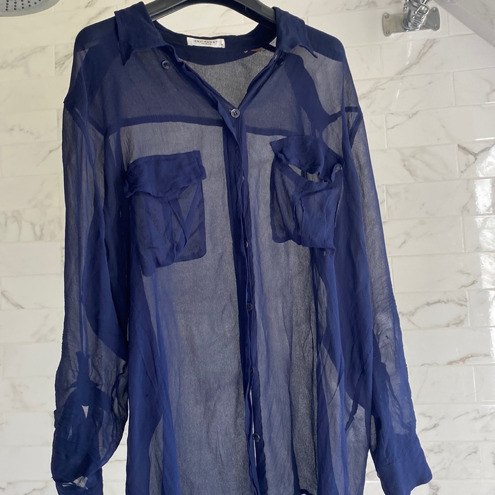 Equipment sheet navy button down shirt